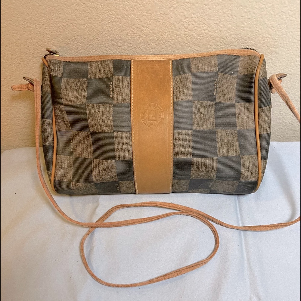 Fendi cross-body bag.  Black and tan.
